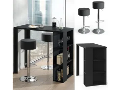Conjunto de mesa de bar preto 120x60x105.6 noel