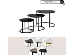 Conjunto de mesa de centro vidro 55x55x44.5 montreal