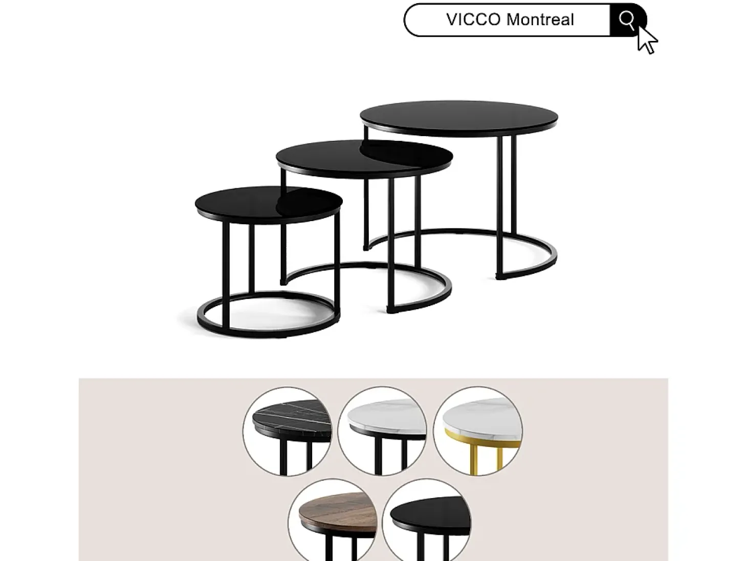 Conjunto de mesa de centro vidro 55x55x44.5 montreal