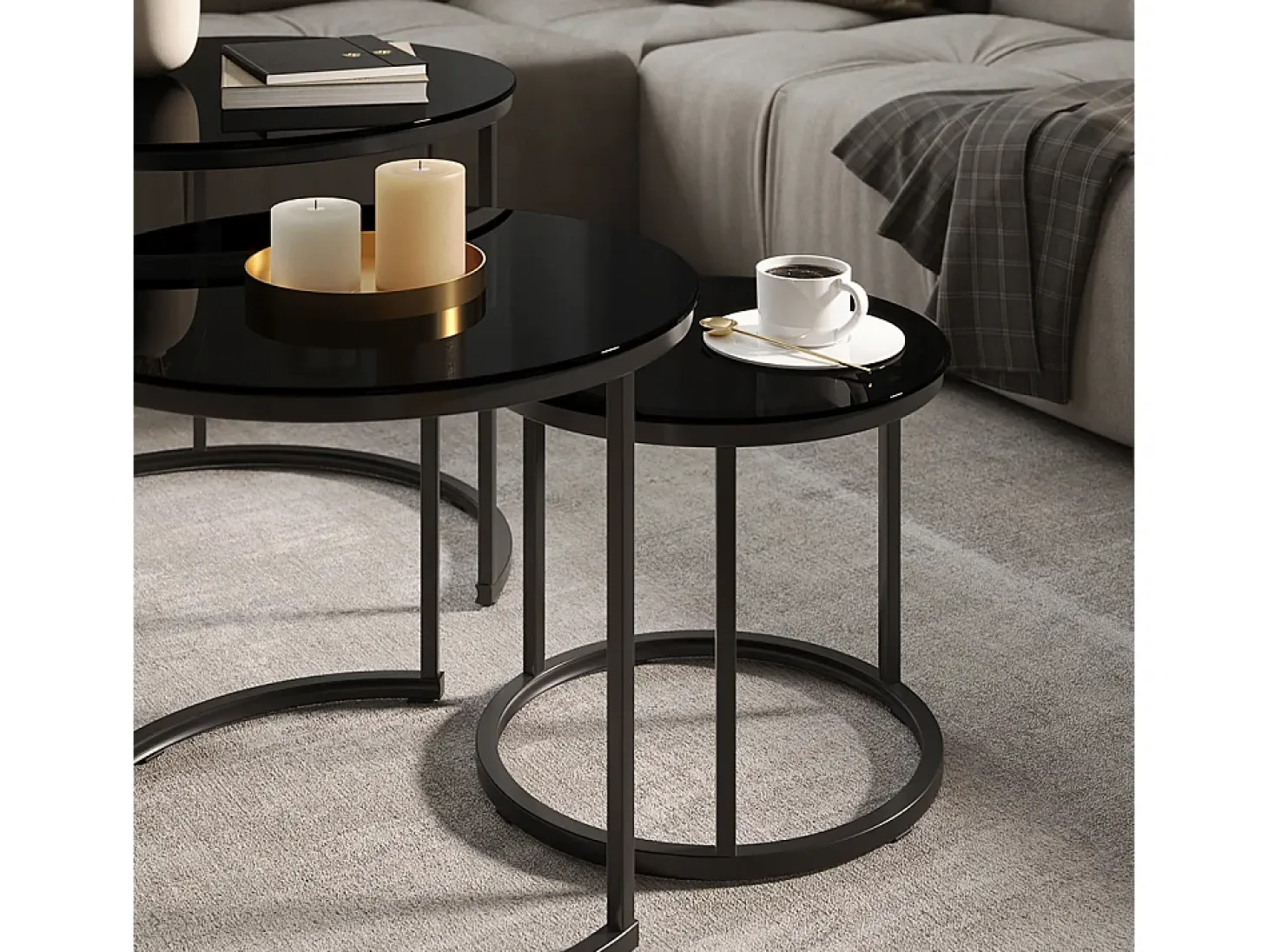 Conjunto de mesa de centro vidro 55x55x44.5 montreal