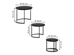 Conjunto de mesa de centro vidro 55x55x44.5 montreal