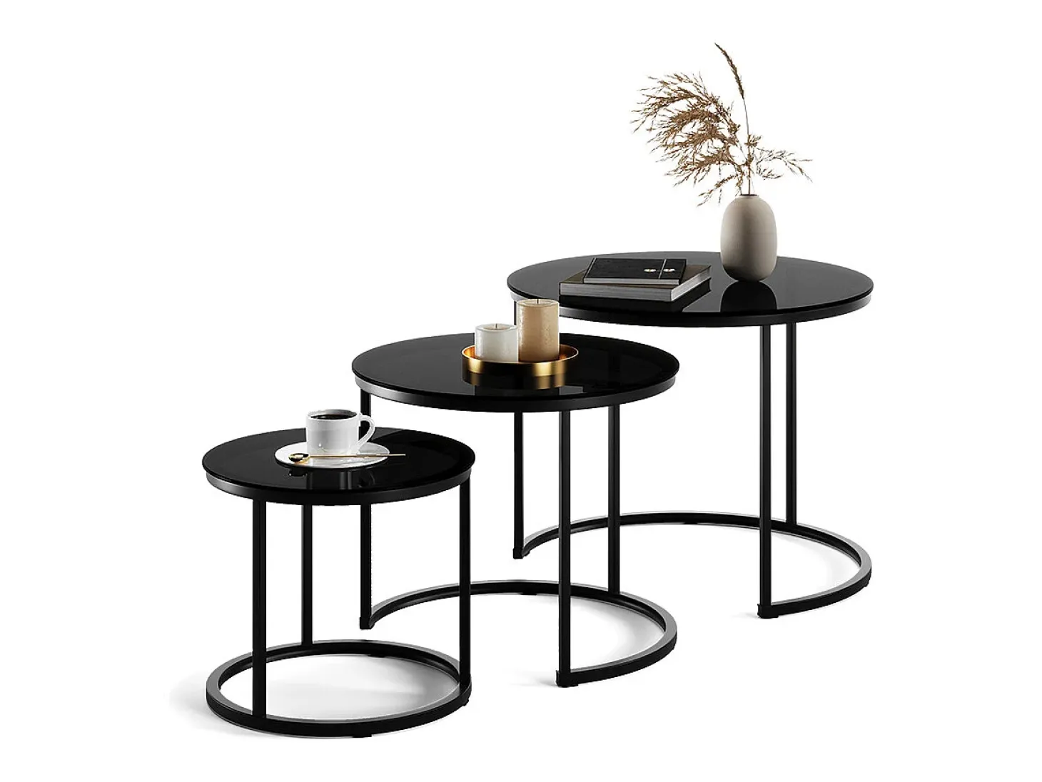 Conjunto de mesa de centro vidro 55x55x44.5 montreal