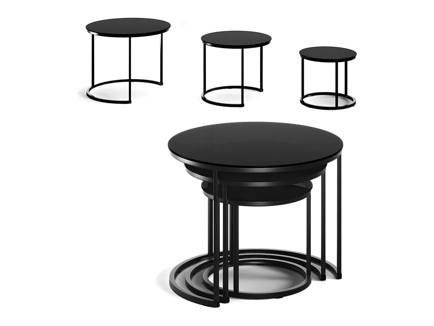 Conjunto de mesa de centro vidro 55x55x44.5 montreal
