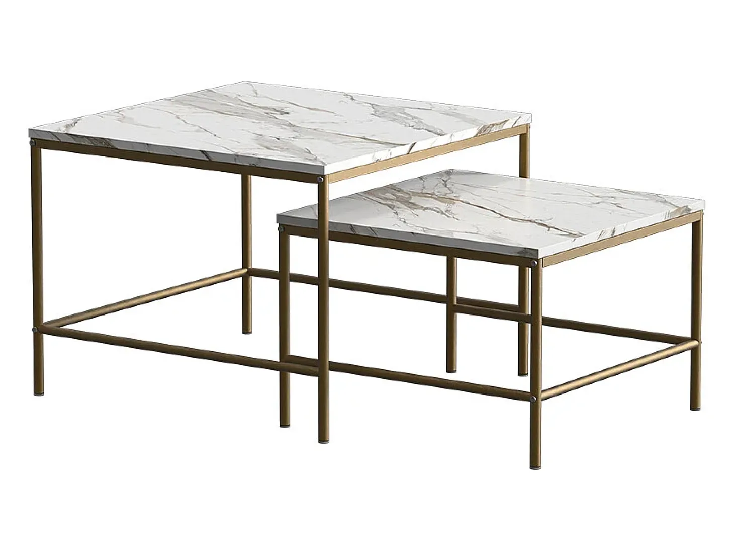 Conjunto de mesa de centro branco/dourado 60x60x45 ramio