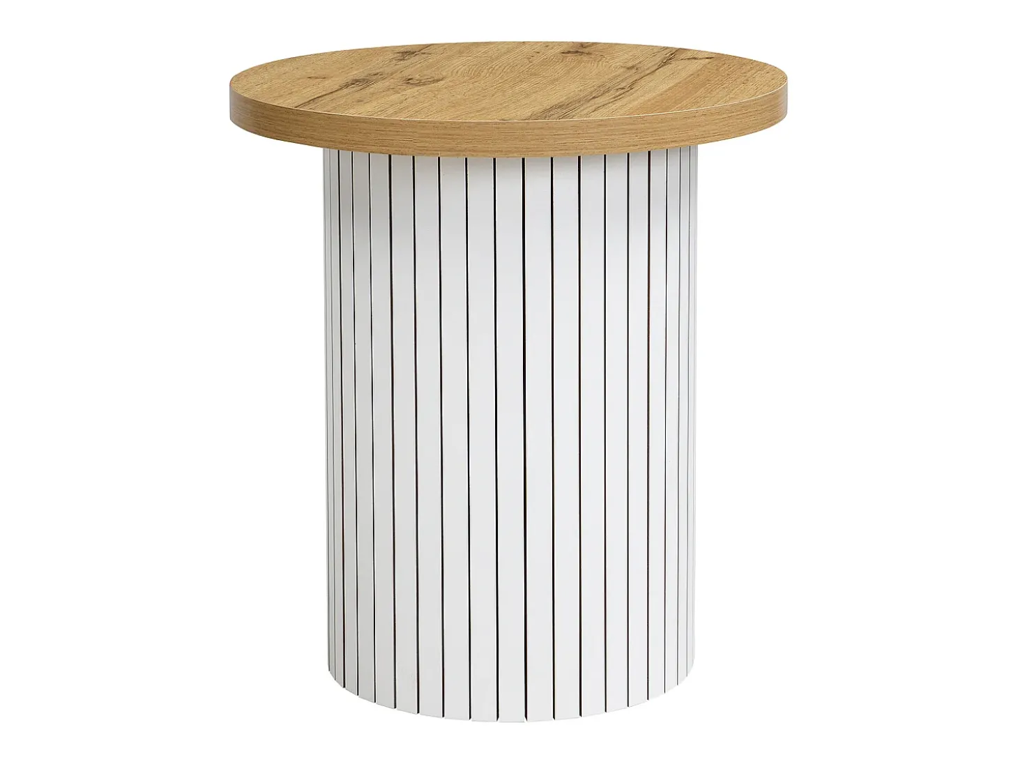Conjunto de mesa de centro - Tampo redondo - com compartimentos de armazenamento - MDF - Natural