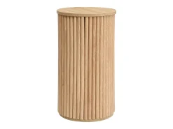 Conjunto de mesa de centro - Tampo redondo - Padrão de listras verticais - MDF - Natural