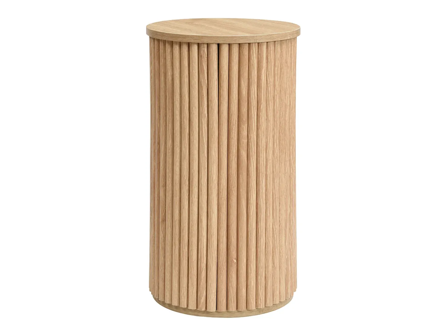 Conjunto de mesa de centro - Tampo redondo - Padrão de listras verticais - MDF - Natural