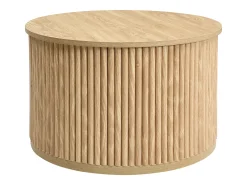 Conjunto de mesa de centro - Tampo redondo - Padrão de listras verticais - MDF - Natural