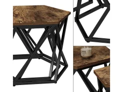 Conjunto de mesa de centro carvalho rústico 57x57x42 fyrk