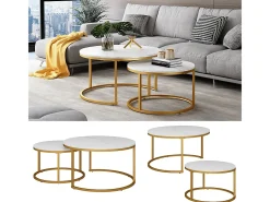 Conjunto de mesa de centro branco/dourado 77x40x40 montreal