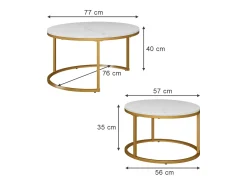 Conjunto de mesa de centro branco/dourado 77x40x40 montreal