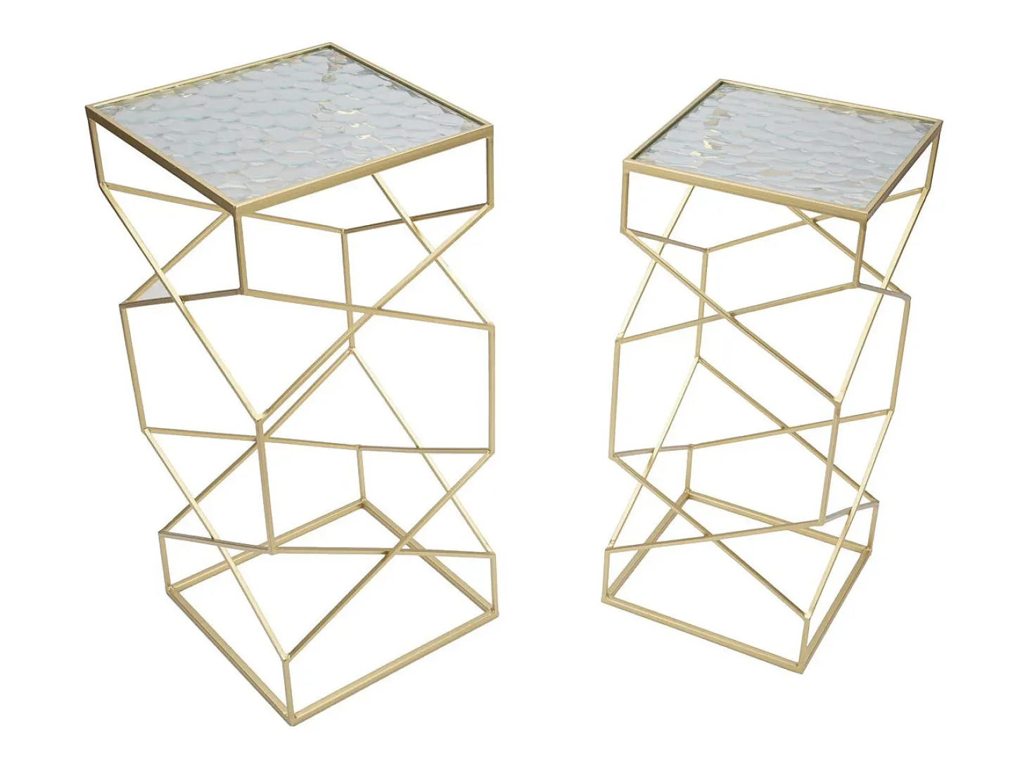 Conjunto de Mesas Auxiliares VKH565, Ouro, 31,5x31,5x68 cm, Kendra Home