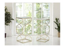 Conjunto de Mesas Auxiliares VKH565, Ouro, 31,5x31,5x68 cm, Kendra Home