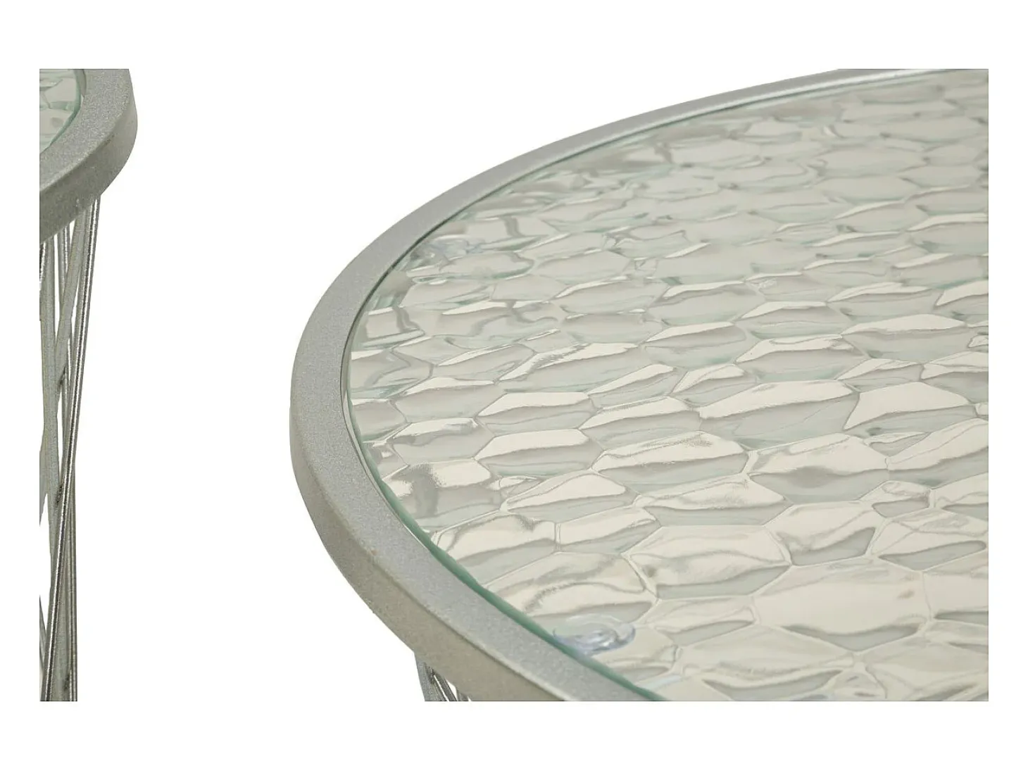 Conjunto de Mesas Auxiliares VKH571, Prata, 70x70x45 cm, Kendra Home