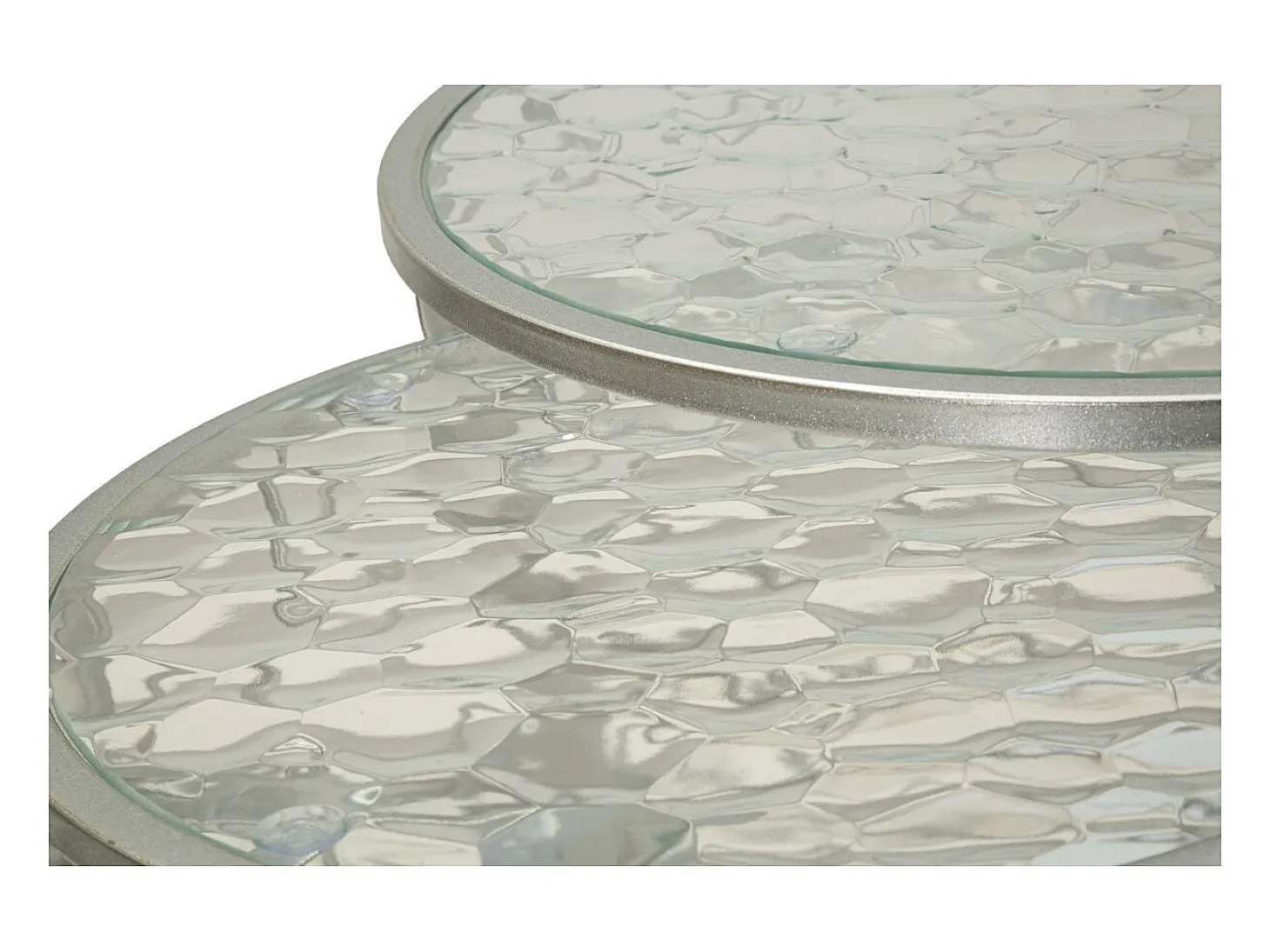 Conjunto de Mesas Auxiliares VKH571, Prata, 70x70x45 cm, Kendra Home