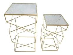 Conjunto de Mesas Auxiliares VKH595, Ouro, 50x50x100 cm, Kendra Home