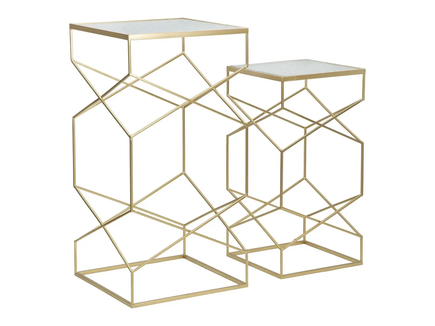 Conjunto de Mesas Auxiliares VKH595, Ouro, 50x50x100 cm, Kendra Home