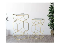 Conjunto de Mesas Auxiliares VKH595, Ouro, 50x50x100 cm, Kendra Home