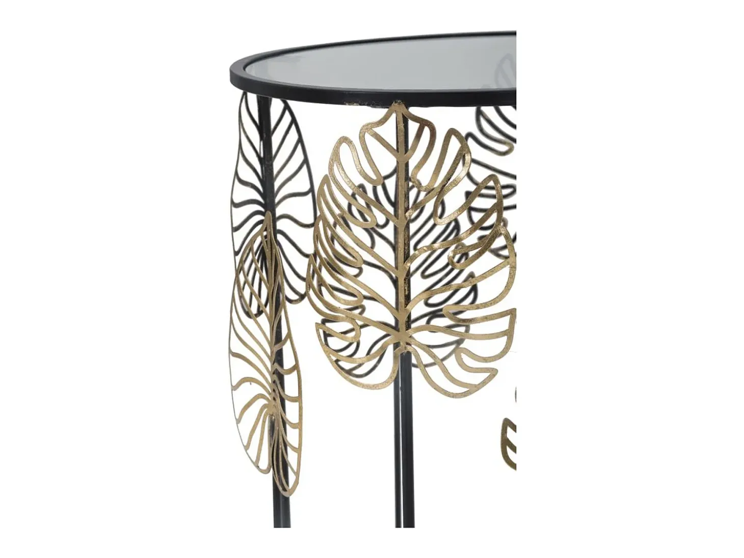 Conjunto de Mesas Auxiliares Folha 67, Preto, 38x38x55 cm, Kendra Home