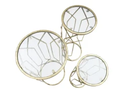 Conjunto de Mesas Auxiliares VKH597, Ouro, 32x32x71 cm, Kendra Home