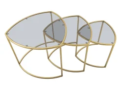 Conjunto de Mesas Auxiliares VKH553, Ouro, 60x60x50 cm, Kendra Home