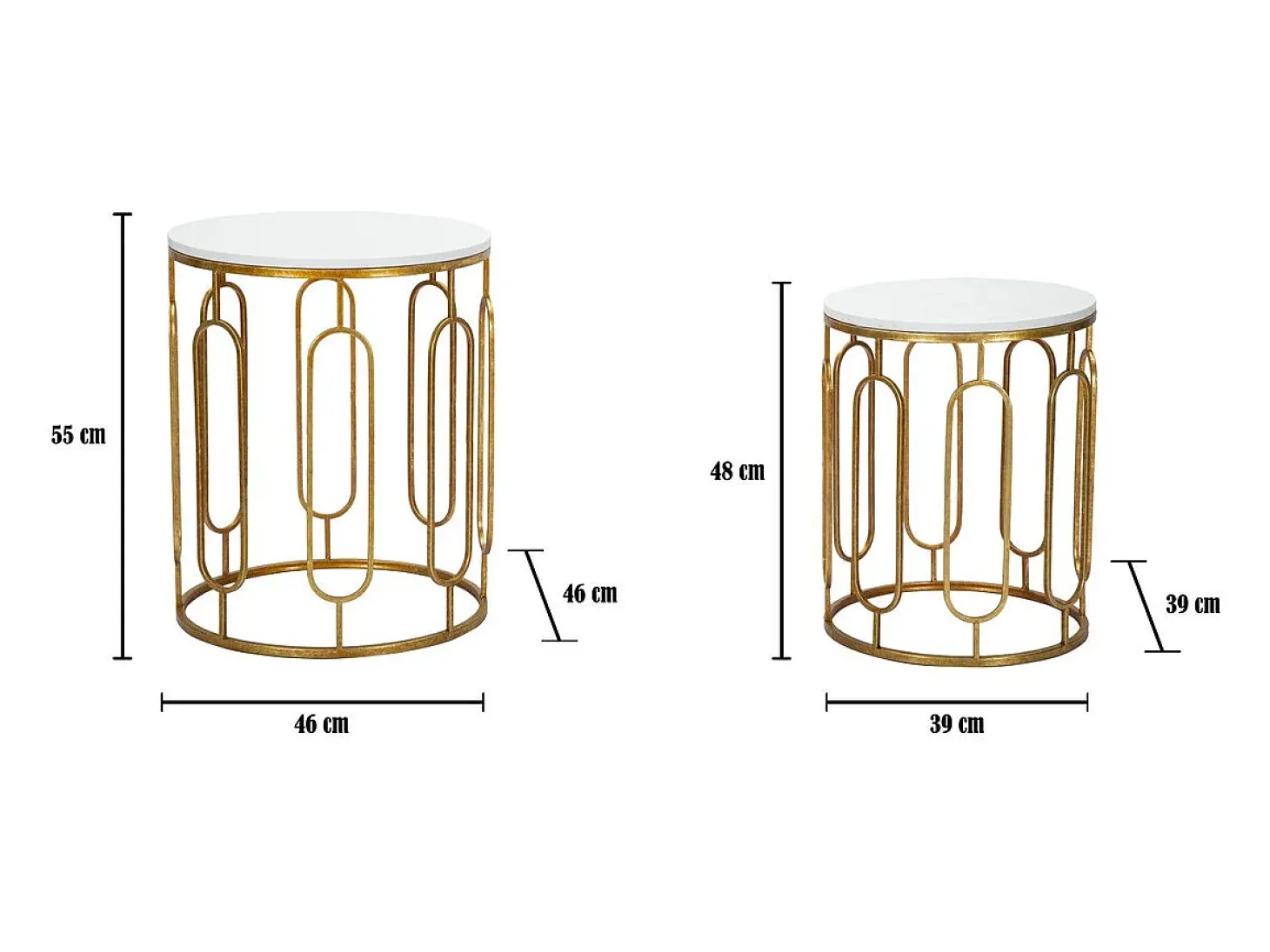 Conjunto de Mesas Auxiliares VKH535, Ouro, 46x46x55 cm, Kendra Home