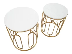 Conjunto de Mesas Auxiliares VKH535, Ouro, 46x46x55 cm, Kendra Home
