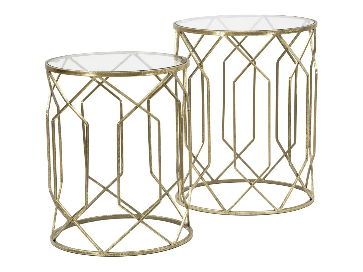 Conjunto de Mesas Auxiliares VKH561, Ouro, 42x42x53 cm, Kendra Home