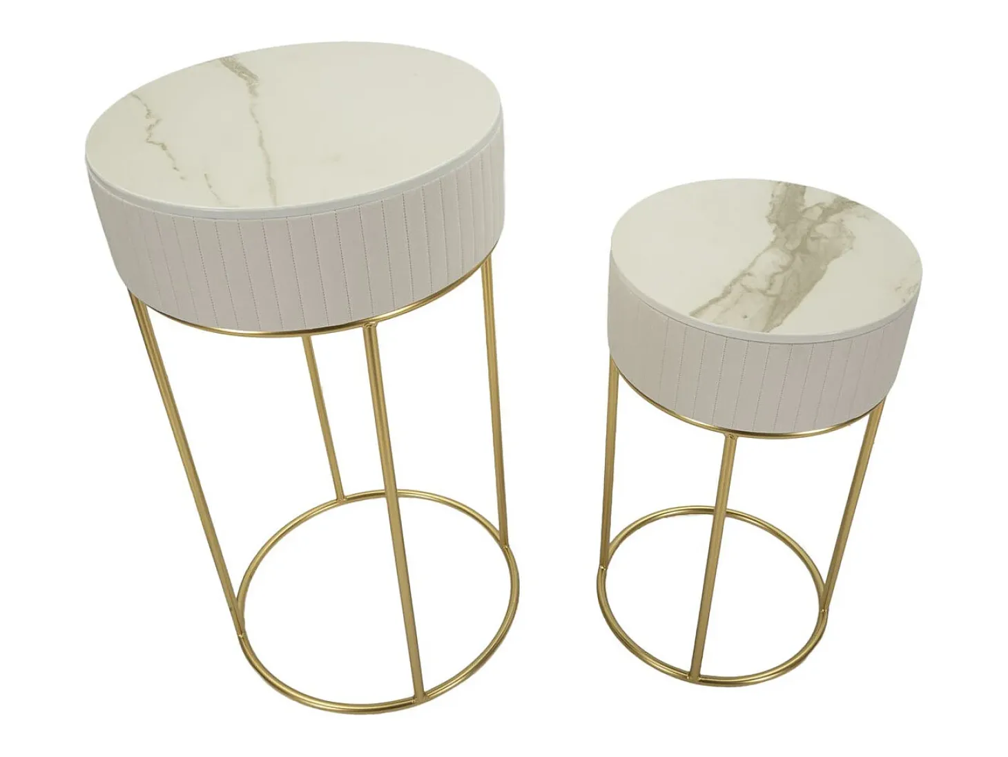 Conjunto de Mesas Auxiliares VKH772, Bege, 50x50x90 cm, Kendra Home