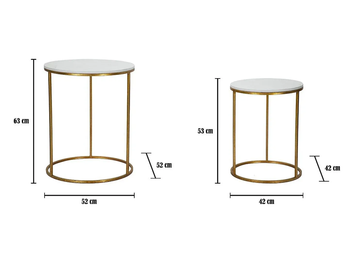 Conjunto de Mesas Auxiliares VKH534, Ouro, 52x52x63 cm, Kendra Home