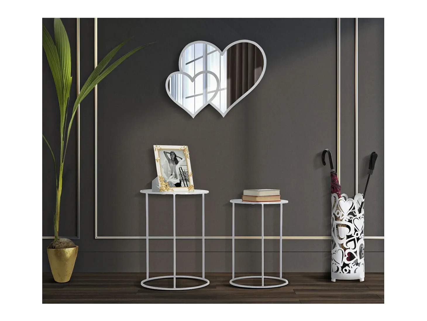 Conjunto de Mesas Auxiliares VKH556, Branco, 43x43x60 cm, Kendra Home