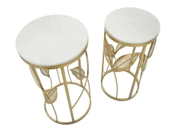 Conjunto de Mesas Auxiliares Gogli, Ouro, 35x35x65,5 cm, Kendra Home