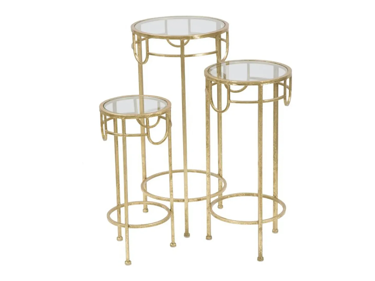 Conjunto de Mesas Auxiliares VKH428, Ouro, 33x33x70 cm, Kendra Home