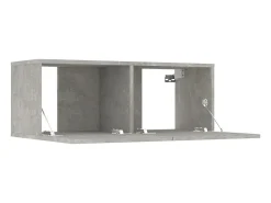 Conjunto de móveis armário aparador TV televisão sala de estar quarto sala 5 peças madeira projetada cinza 02_0024890