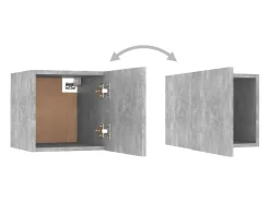 Conjunto de móveis armário buffet TV televisão sala de estar quarto sala 3 peças madeira projetada cinza 02_0024511