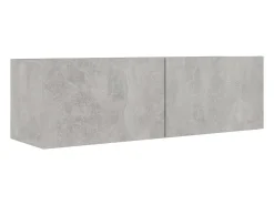 Conjunto de móveis armário buffet tv televisão sala de estar quarto 6 peças madeira projetada cinza 02_0025038