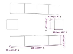 Conjunto de móveis armário aparador tv televisão sala de estar quarto 6 peças madeira projetada preta 02_0025071