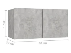 Conjunto de móveis de 10 peças incluindo guarda-roupa aparador rack para TV para sala de estar/quarto/sala de TV madeira engenheirada cinza 02_0024354