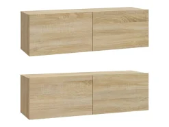 Conjunto de móveis de 4 peças incluindo guarda-roupa aparador suporte para TV sala de estar/quarto madeira de engenharia de carvalho Sonoma marrom 02_0024811