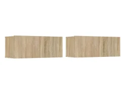 Conjunto de móveis de 4 peças incluindo guarda-roupa aparador suporte para TV sala de estar/quarto madeira de engenharia de carvalho Sonoma marrom 02_0024811