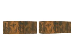 Conjunto de móveis de 4 peças incluindo guarda-roupa aparador móvel para TV sala de estar/quarto sofá carvalho defumado madeira industrializada marrom 02_0024796