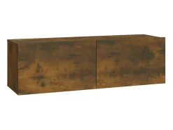 Conjunto de móveis de 4 peças incluindo guarda-roupa aparador móvel para TV sala de estar/quarto sofá carvalho defumado madeira industrializada marrom 02_0024796