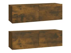 Conjunto de móveis de 3 peças incluindo guarda-roupa aparador móvel para TV sala de estar/quarto sofá carvalho defumado madeira engenheirada marrom 02_0024594