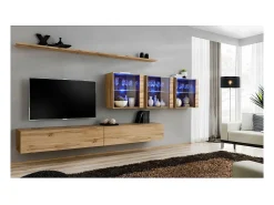 Conjunto de móveis de parede para sala SWITCH XVII, design, cor carvalho Wotan.