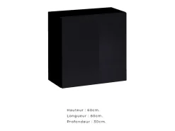 Conjunto de móveis de sala de estar design SWITCH IV. Cores preto e carvalho. Acabamentos em preto brilhante e carvalho usinado.