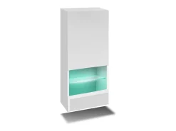 Conjunto de móveis de sala de estar brancos, suspensos, coleção CEPTO XXVII. 240cm, 8 móveis, com LEDs, modulares.