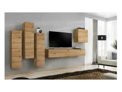Conjunto de móveis de sala de estar design da coleção SWITCH III. Cor carvalho Wotan.