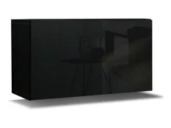 Conjunto de móveis de sala de estar pretos suspensos coleção CEPTO XVI 249cm, 8 peças, modulares.