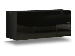 Conjunto de móveis de sala de estar preto e branco suspensos, coleção CEPTO XXII. 273cm, 10 peças, com LEDs, modulares.
