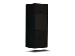 Conjunto de móveis de sala de estar pretos suspensos coleção CEPTO III 256cm, 8 portas, 8 prateleiras, LEDs, modulares.